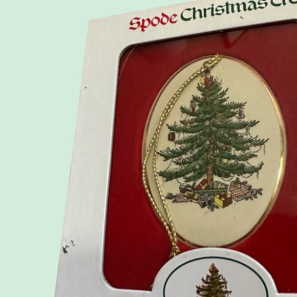 Spode Christmas Tree Ornament Oval With Gold Band Made In England Original Box - Picture 3 of 6